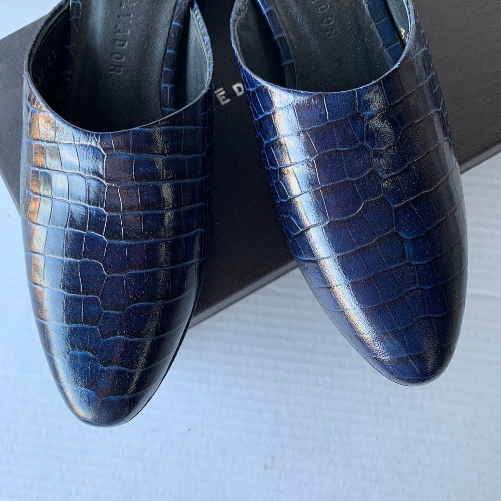 Freda Salvador Lay Croc Embossed Slip On Mules Ink - Picture 3 of 12